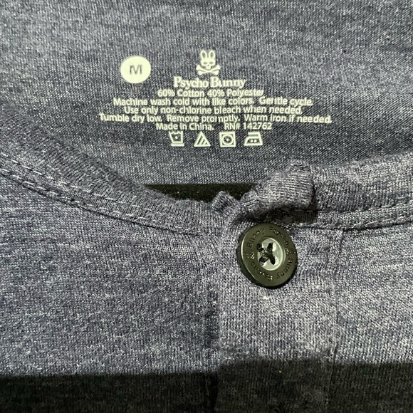Psycho Bunny Dark Blue Short Sleeve Henley Medium - Picture 4 of 4
